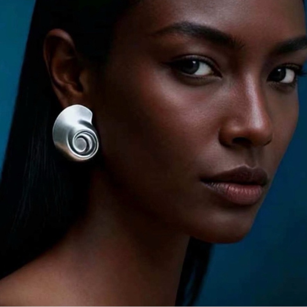 Modern Spiral Silver Statement Earrings for Women